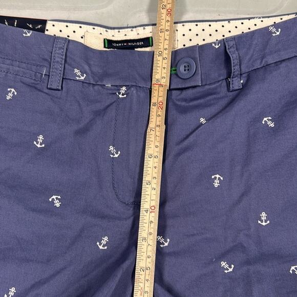 NWT Tommy Hilfiger Blue Printed Anchor Shorts Women’s Size 12 Preppy 4” Inseam - Picture 5 of 9